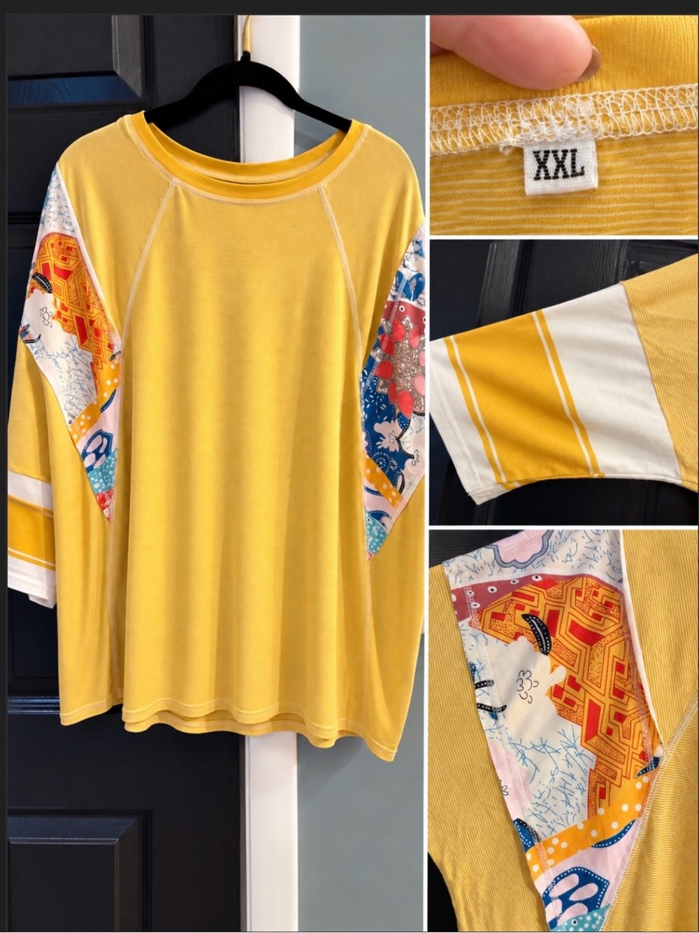 Yellow Floral-Sleeve Women's Top - No Brand, Bought on Amazon